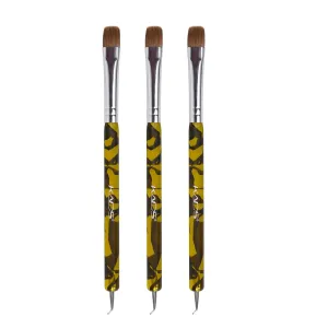 KADS 3pcs/set Kolinsky Sable Brush 2 Way Acrylic Professional French Nail Dotting Pen Manicure Clean-up Brush