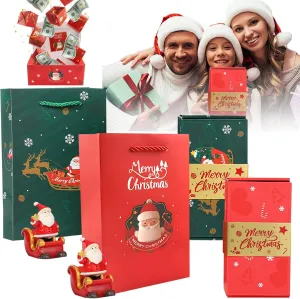 Kahedincy Surprise Gift Box Explosion, Merry Christmas Surprise Boxes, Folding Bounce Pop-Up Explosion Gift Box - Green & Red