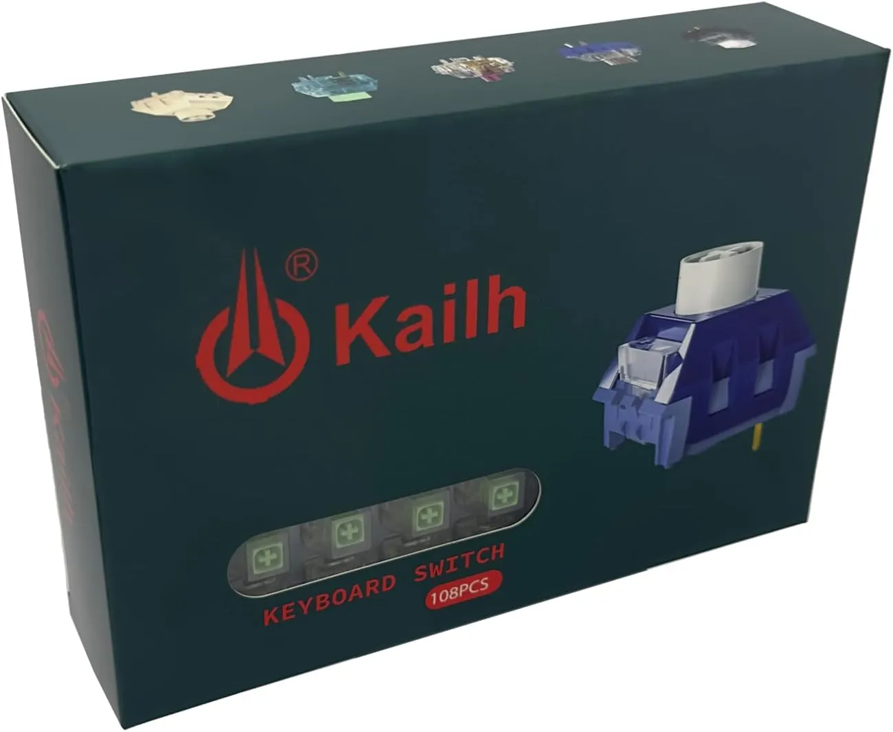 Kailh Box Jade Switches for Mechanical Gaming Keyboard,3-Pin 50gf Clicky/lubed/Dust&Waterproof Switches(108Pcs,Kailh Box Jade)