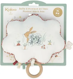 Kaloo Fabric Bunny Music Box - Red, Whimsical, Waterproof, Lock, Portable, Textured, Snap Closure, Jewelry Box