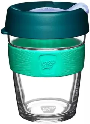 KeepCup Brew, Reusable Coffee Cup - Tempered Glass and Splashproof Sipper, M 12oz/340ml - Eventide