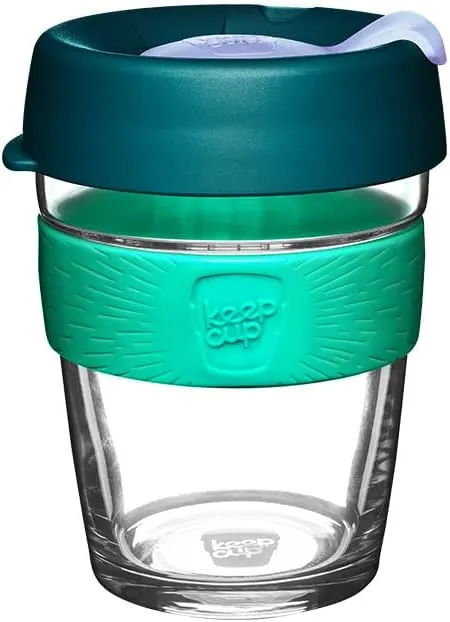 KeepCup Brew, Reusable Coffee Cup - Tempered Glass and Splashproof Sipper, M 12oz/340ml - Eventide