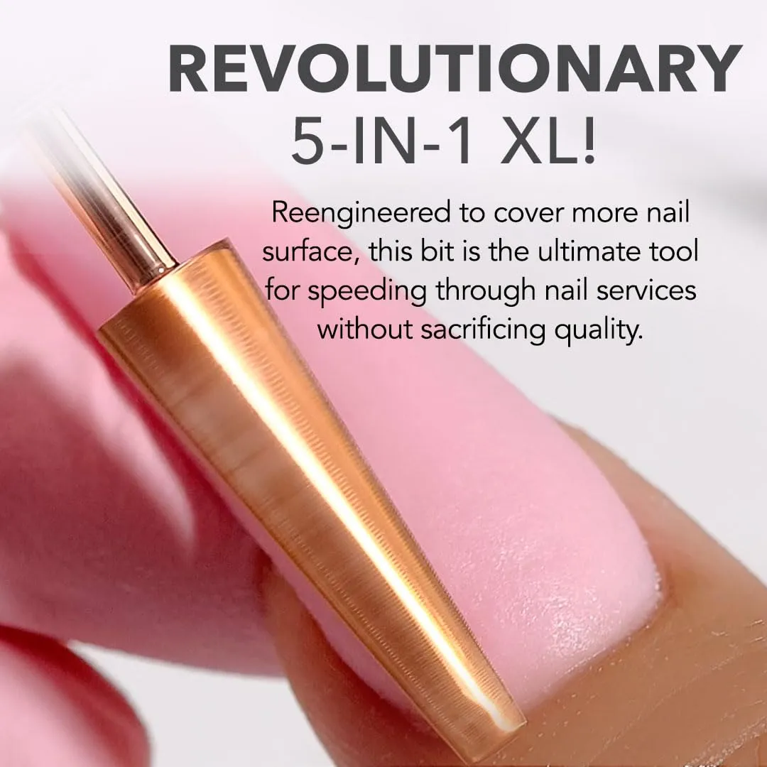 Kiara Sky XL 5-in-1 Fine Nail Drill Bit | 3/32"" Carbide Extra Long Multi-use Bit | 2-way Rotate Left and Right Handed - Rose Gold