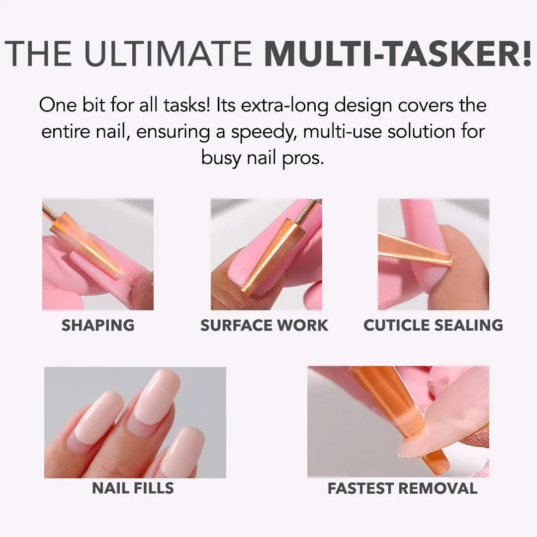 Kiara Sky XL 5-in-1 Fine Nail Drill Bit | 3/32"" Carbide Extra Long Multi-use Bit | 2-way Rotate Left and Right Handed - Rose Gold