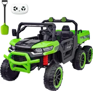 Kids Electrick Dump Truck,24V Ride on UTV up to 7mph,6 Wheels Ride on Vehicles with Dump Bed,2.4G Remote Control and Bluetooth&Music Player,2 Seater Eletric Truck with Shovel (Green)