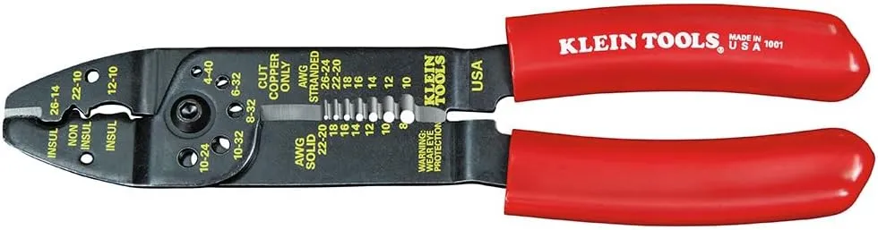 Klein Tools 1001 Multi Tool, Made in USA, Wire Stripper / Wire Cutter / Crimper for 8-22 AWG, Multi-Purpose Electrician Tool is 8.5-Inch Long