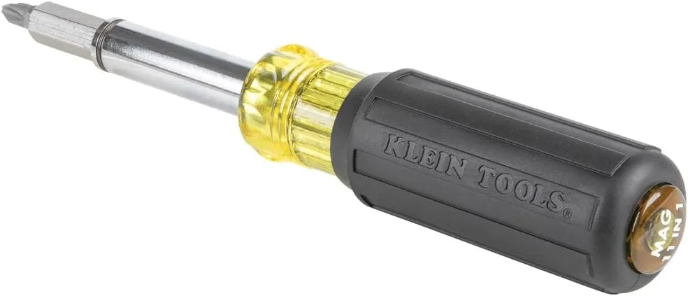 Klein Tools 32500MAG Magnetic Multi-Bit Screwdriver / Nut Driver, 11-in-1 Multi Tool with 8 Bits, 3 Nut Driver Sizes, Cushion Grip Handle