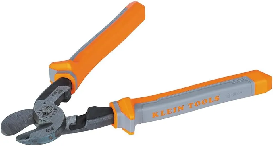 Klein Tools 63225RINS Insulated High-Leverage Precision Cable Cutter, Made in USA, for Aluminum, Copper and Communications Cable, 9-Inch