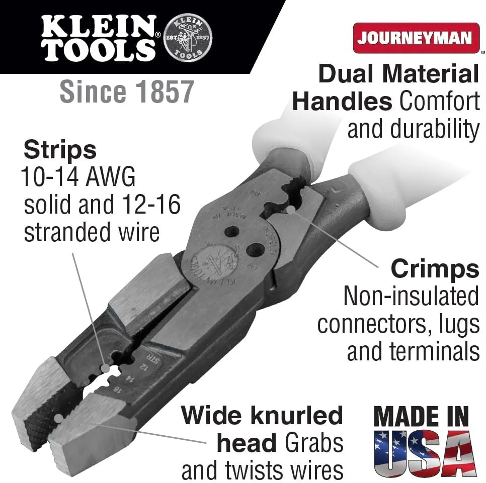 Klein Tools J215-8CR Multitool Pliers, Hybrid Multi Purpose Tool / Crimper, Wire Stripper, Bolt Shearing, Wire Grabbing, Twisting, Looping