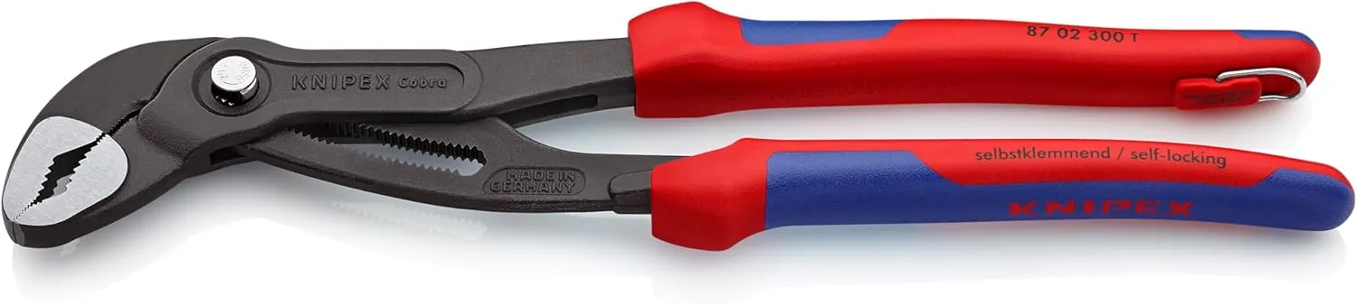 KNIPEX - 87 02 300 T BKA Tools - Cobra Water Pump Pliers, Multi-Component, Tethered Attachment (8702300TBKA)