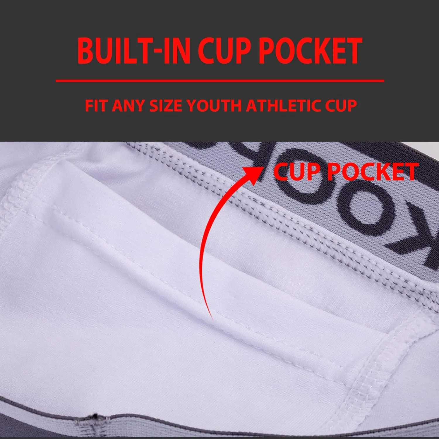 KOOPOW Youth Boys Baseball Cup Briefs With Soft Protective Athletic Underwear for Football, Lacrosse