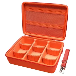 L LTGEM Card Game Case Compatible with Cards Against Humanity/Magic the Gathering/UNO/Pokemen/Baseball/Football Cards 3000 , Trading Card Storage Box with 6 Dividers and Shoulder Strap, Orange