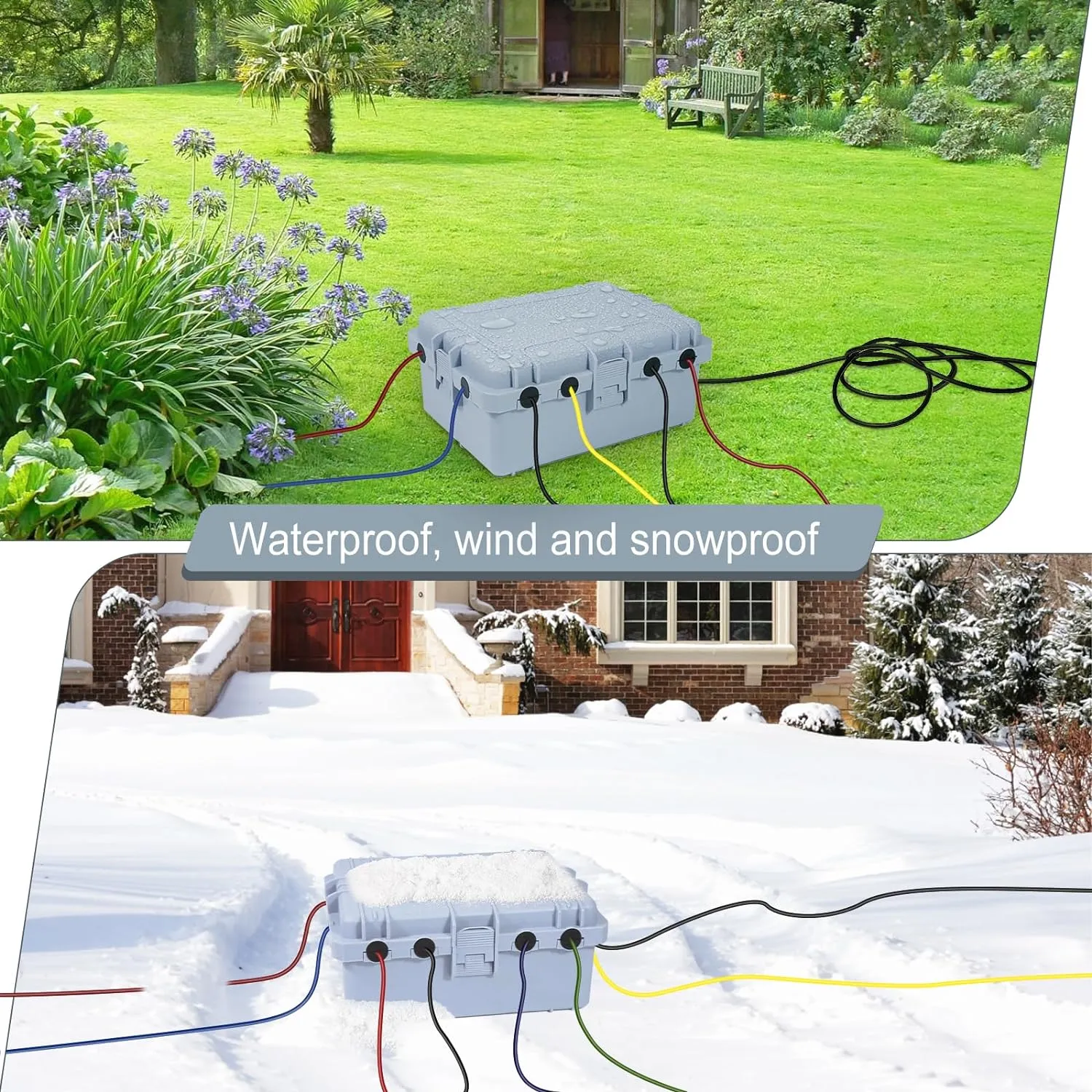 Large Outdoor Electrical Box Waterproof, IP54 Extension Cord Cover Weatherproof Outdoor Outlet Covers, Protect Power Strip, Timer Outlet, Plug, Socket, Holiday Light, Grey (12 x 9X 5 inch)