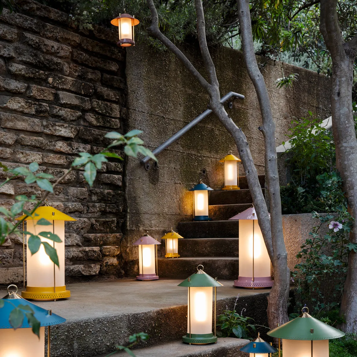 larger Stefan cordless lantern in Denim by the Novogratz
