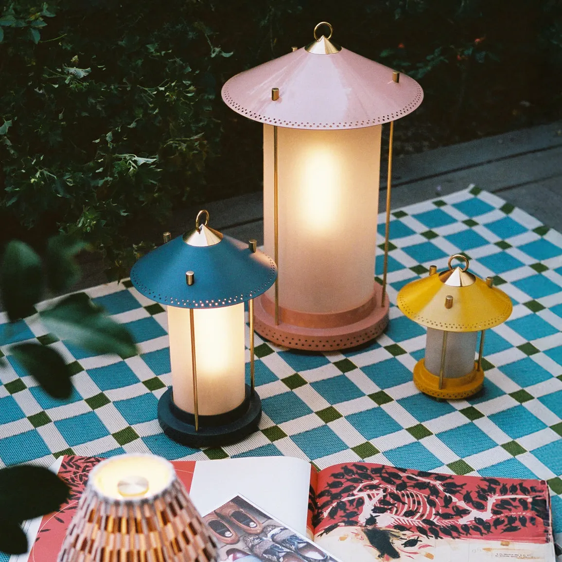 larger Stefan cordless lantern in Denim by the Novogratz