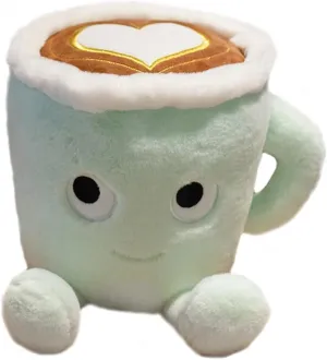 Latte Plush Pillow, 11.8 Inch Coffee Cup Plush Doll Toy, Coffee Food Stuffed Plush, Christmas Birthday Gift for Kids Adults Boys Girls (Green)