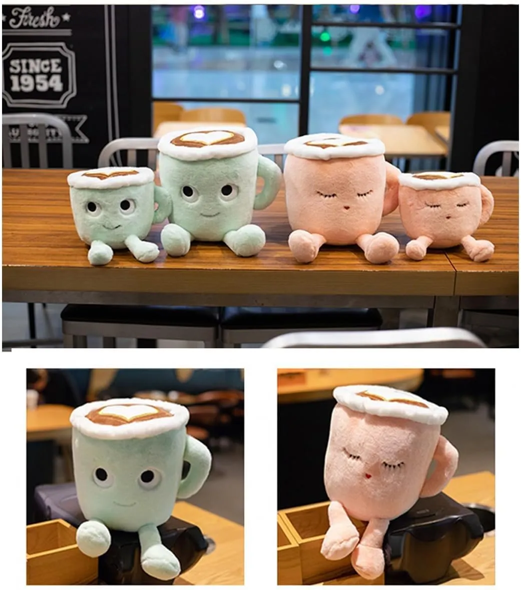 Latte Plush Pillow, 11.8 Inch Coffee Cup Plush Doll Toy, Coffee Food Stuffed Plush, Christmas Birthday Gift for Kids Adults Boys Girls (Green)