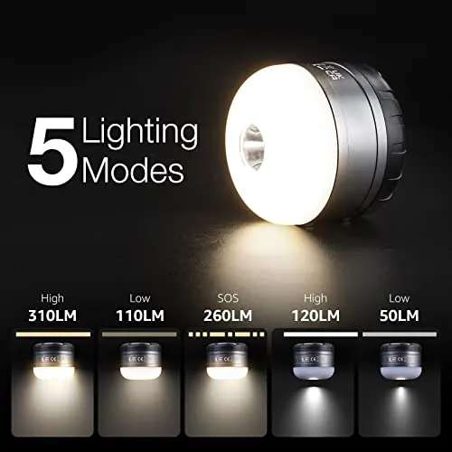 LED Camping Lantern Rechargeable,310LM,5 Light Modes,Power Bank