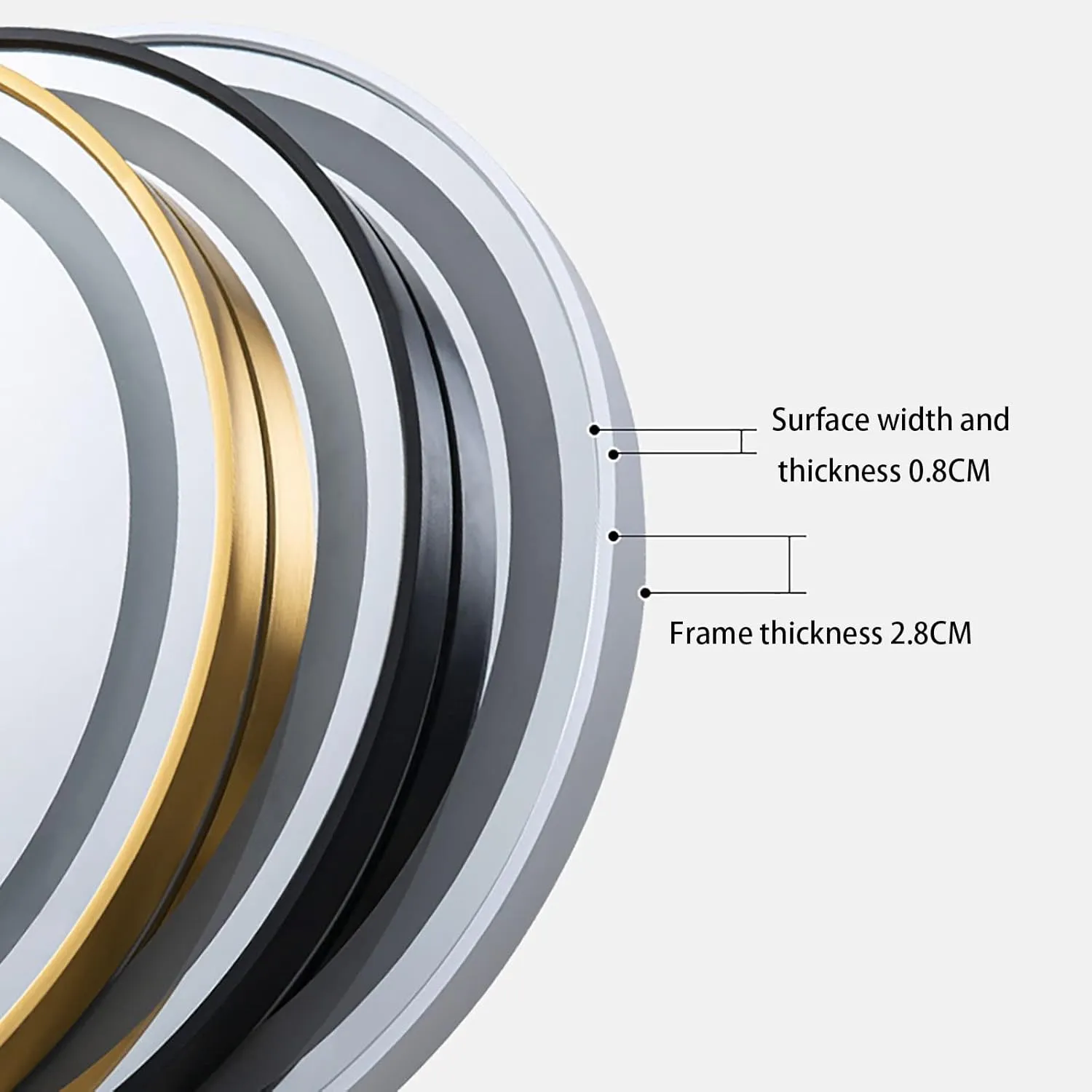 LED Circle Mirrors with Lights，Smart 3 Color，Smart Touch Button ，IP54 Waterproof，Shatterproof，Round Lighted，Circle Makeup Mirror，apply toHallway，Apartment，Bedroom ，Entryway ( Color : Neutral light , S