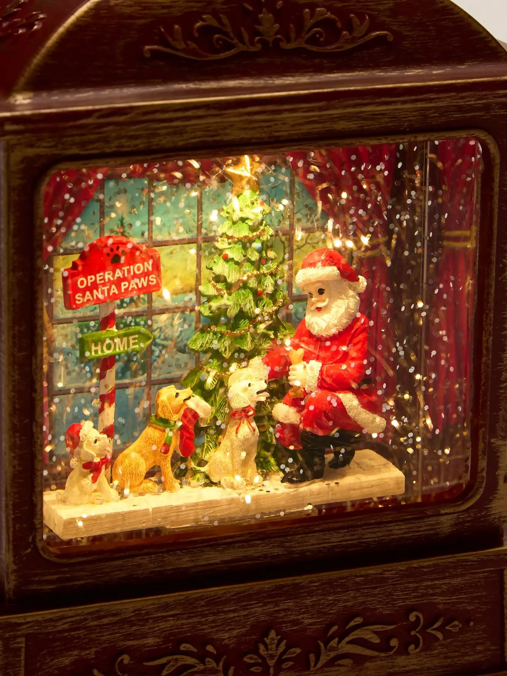 LED Liquid Musical Santa and Dog Lantern Christmas Decoration