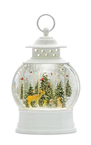 LED Snow Globe Ball with Woodland Deer Scene 11.5"H