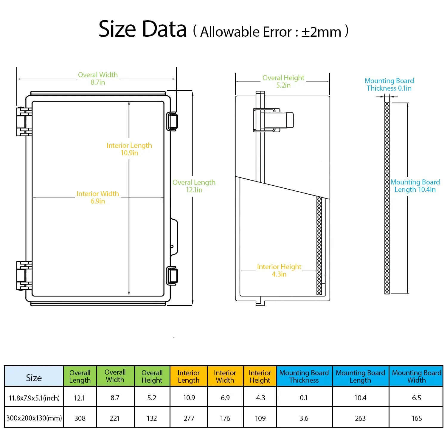 LeMotech Electrical Box, IP67 Waterproof Hinged Clear Cover Stainless Steel Latch Junction Box, ABS Plastic Electrical Enclosure with Mounting Plate,Wall Brackets, Cable Glands,11.8"x7.7"x5.2",Grey