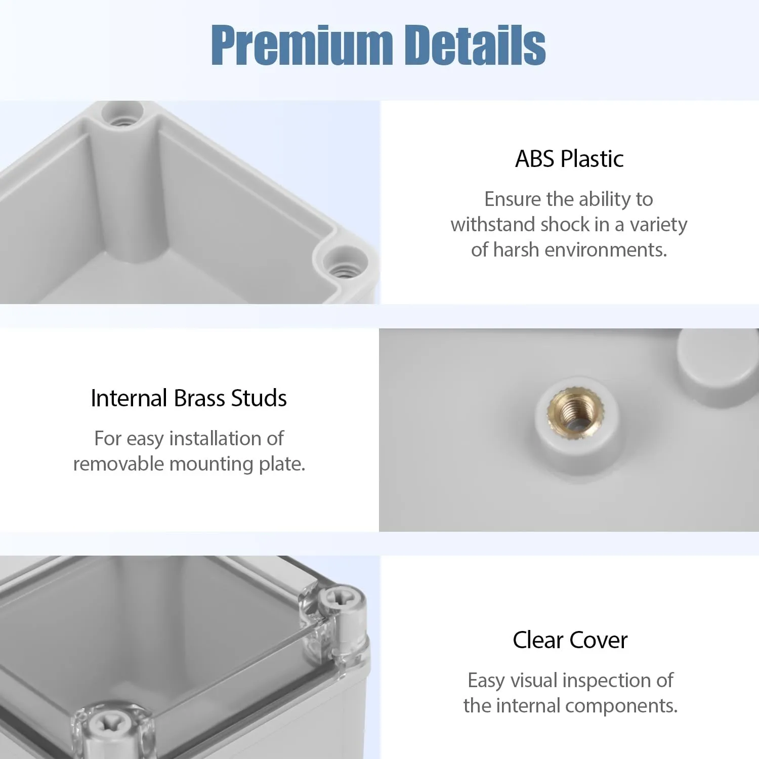 LeMotech Junction Box IP67 Waterproof Dustproof Electrical Box Project Box DIY Enclosure Gray with Transparent Clear Cover, External Size 7.9x5.9x5.1in (200x150x130mm)