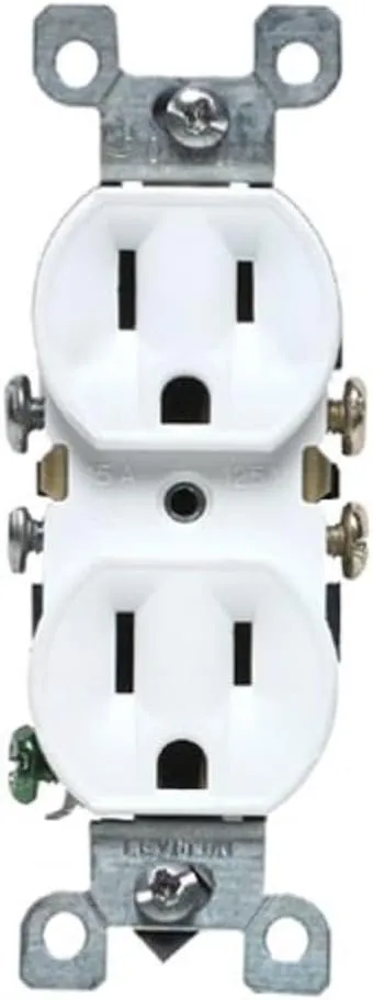 Leviton M12-05320-WMP 15 Amp Duplex Receptacle Grounded, White, 10-Pack