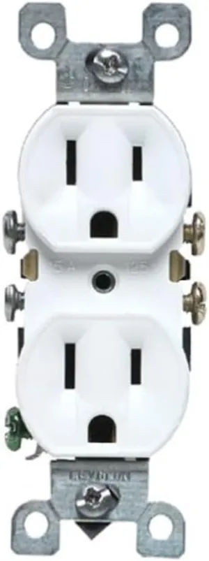 Leviton M12-05320-WMP 15 Amp Duplex Receptacle Grounded, White, 10-Pack