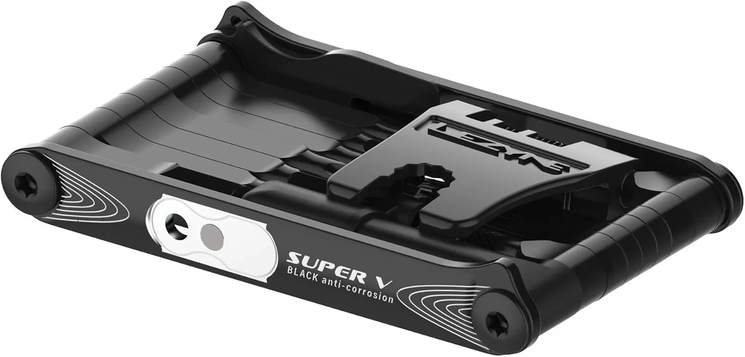 LEZYNE Super V23 Bicycle Multi-Tool, Anti-Corrosion Vanadium Bits, Tubeless Tire Plug Kit, Hex 2/2.5/3/4/5/6/8MM, T10/T25/T30, Chain Breaker, Bike Tool