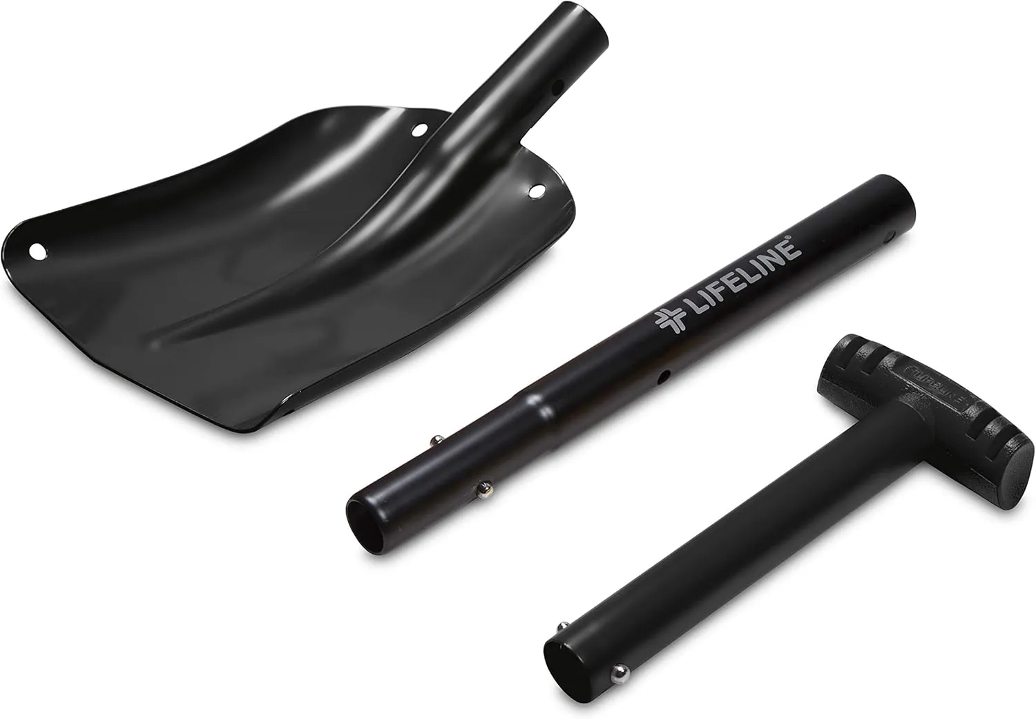 Lifeline-4016 Aluminum Sport Utility Shovel, 3 Piece Collapsible Design, Perfect Snow Shovel for Car, Camping and Other Outdoor Activities, Matte Black