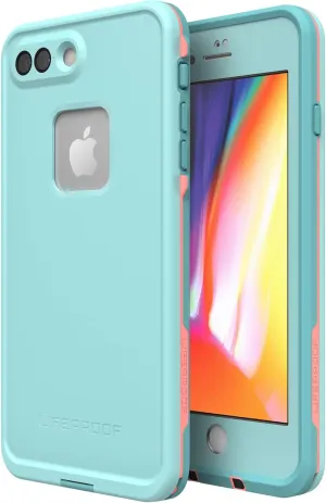 LifeProof FRĒ Series Waterproof Case for iPhone 8 Plus & iPhone 7 Plus (Only) - Non-Retail Packaging - Wipeout (Blue Tint/Fusion Coral/Mandalay Bay)