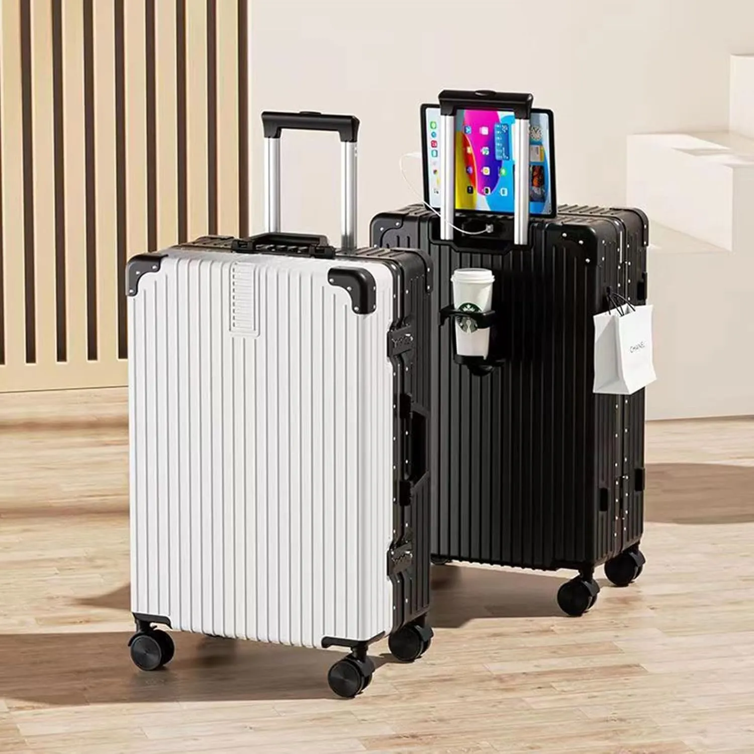 Lightweight Luggage, Trolley Case, Ergonomic Design Anti-friction And Anti-slip, Large Suitcase, Dustproof And Waterproof (Color : 22, Size : Rose)