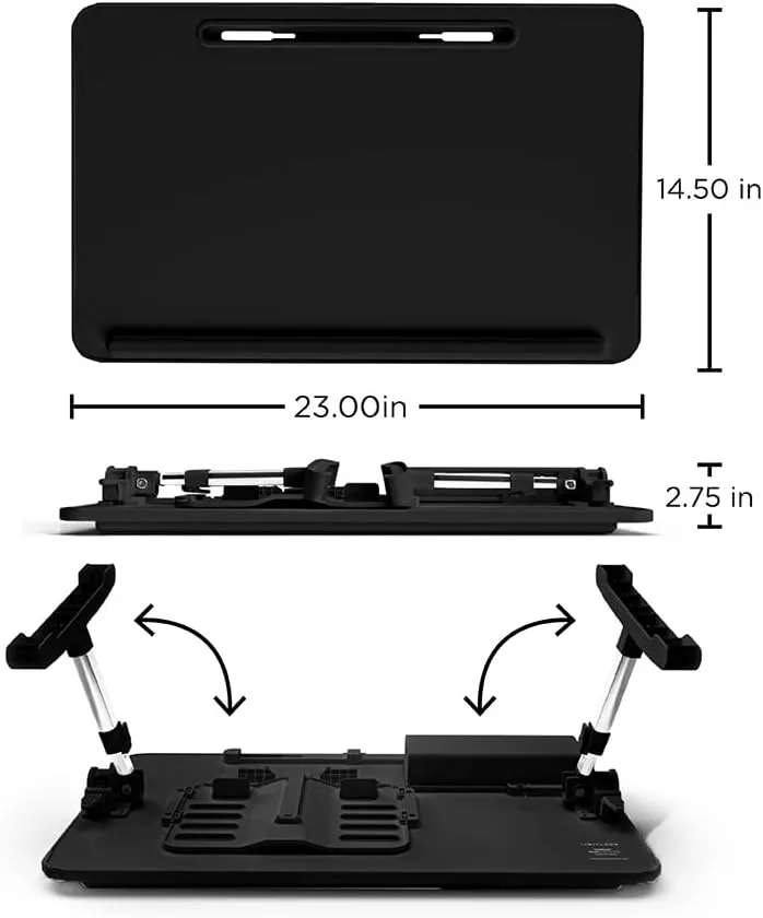 Limitless TotalDesk Portable Modern Workstation and Lap Desk with Adjustable Height & Tilt (Charcoal)