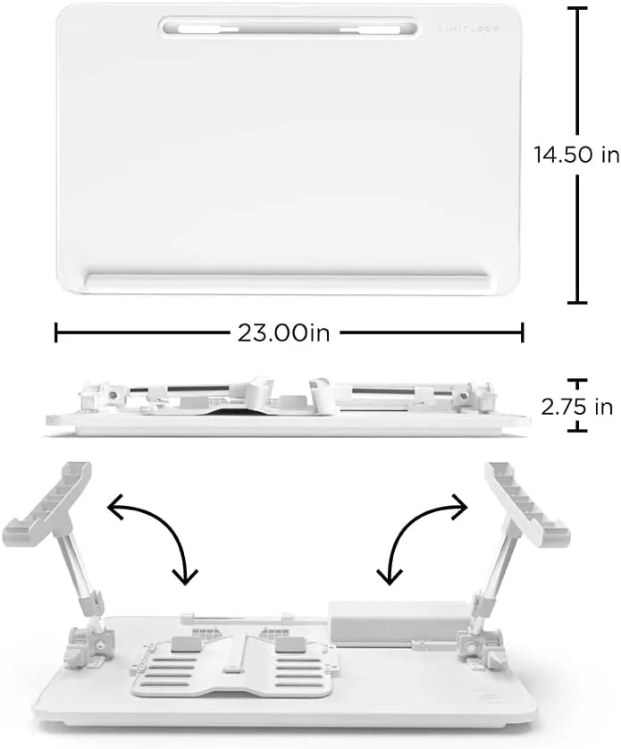 Limitless TotalDesk Portable Workstation and Lap Desk with Adjustable Height & Tilt (White)