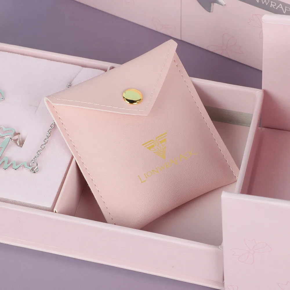Lionwrapack Cardboard Drawer Jewelry Packaging Box Pink Pouch Gift Boxes Necklace Earring Bracelet Ring Magnet Jewelry Box