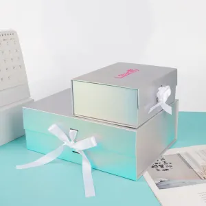 Lionwrapack Holographic gift magnetic foldable box for clothes and shoes