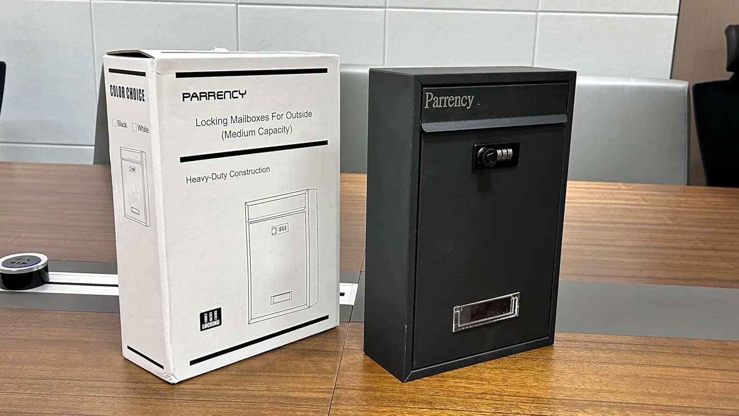 Lockable Mailboxes with Combination,safes,Outdoor Wall Mounted Mail Box with Large Capacity,12.6 x 8.46 x 3.35 Inch, Black (Medium, Black with Combination Lock)