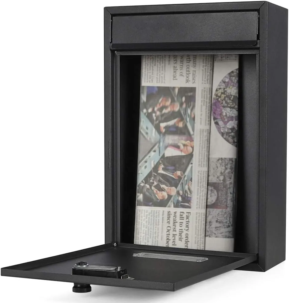 Lockable Mailboxes with Combination,safes,Outdoor Wall Mounted Mail Box with Large Capacity,12.6 x 8.46 x 3.35 Inch, Black (Medium, Black with Combination Lock)