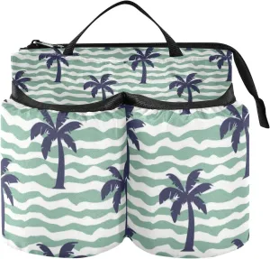 Luggage Cup Holder for Suitcases - Free Hands Travel Drink Caddy With Handle - Portable Bag Carrier - Beach Coconut Tree Design