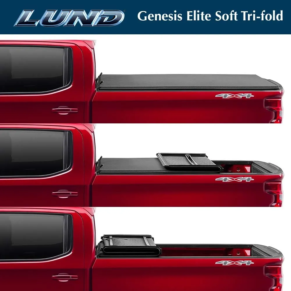 Lund Genesis Elite Tri-Fold Soft Folding Truck Bed Tonneau Cover | 95873 | Fits 2009 - 2014 Ford F-150 6' 7" Bed (78.8")