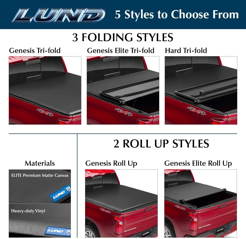 Lund Genesis Elite Tri-Fold Soft Folding Truck Bed Tonneau Cover | 95873 | Fits 2009 - 2014 Ford F-150 6' 7" Bed (78.8")