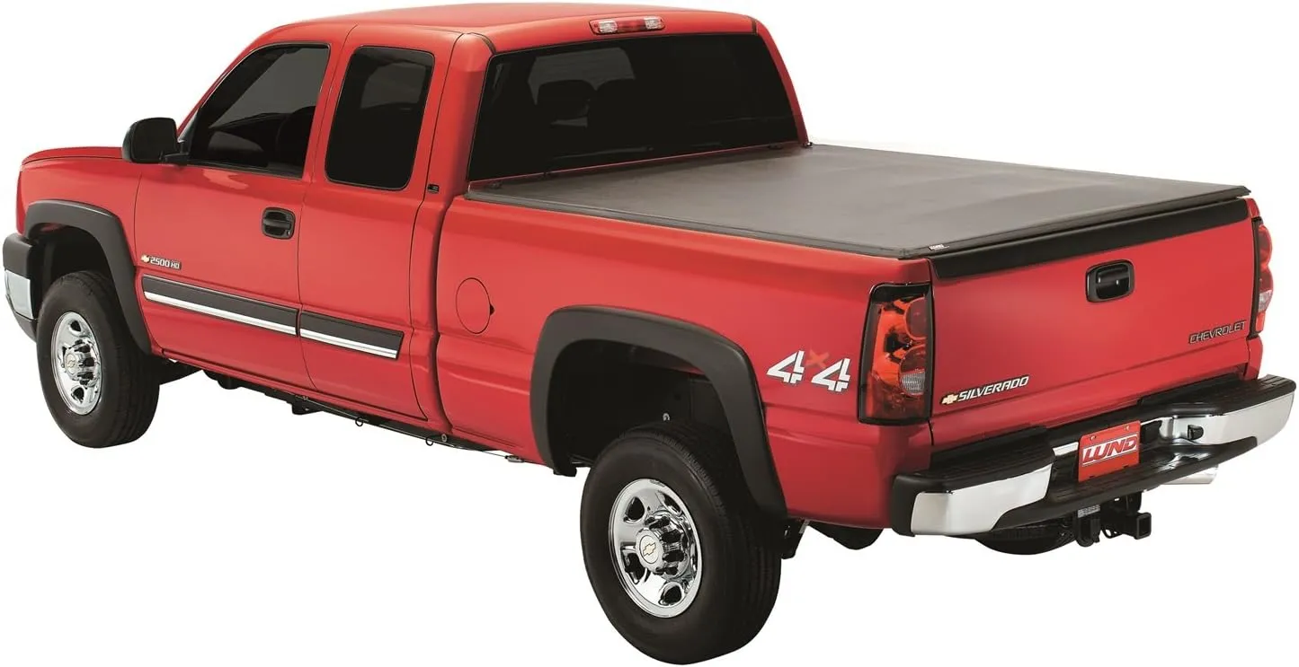 Lund Genesis Tri-Fold Soft Folding Truck Bed Tonneau Cover | 950121 | Fits 2014 - 2021 Toyota Tundra w/track system 6' 7" Bed (78.7")