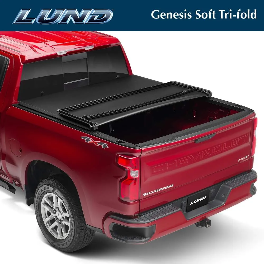 Lund Genesis Tri-Fold Soft Folding Truck Bed Tonneau Cover | 95053 | Fits 1999 - 2006, 2007 Classic Chevy/GMC Silverado/Sierra 6' 6" Bed (78")