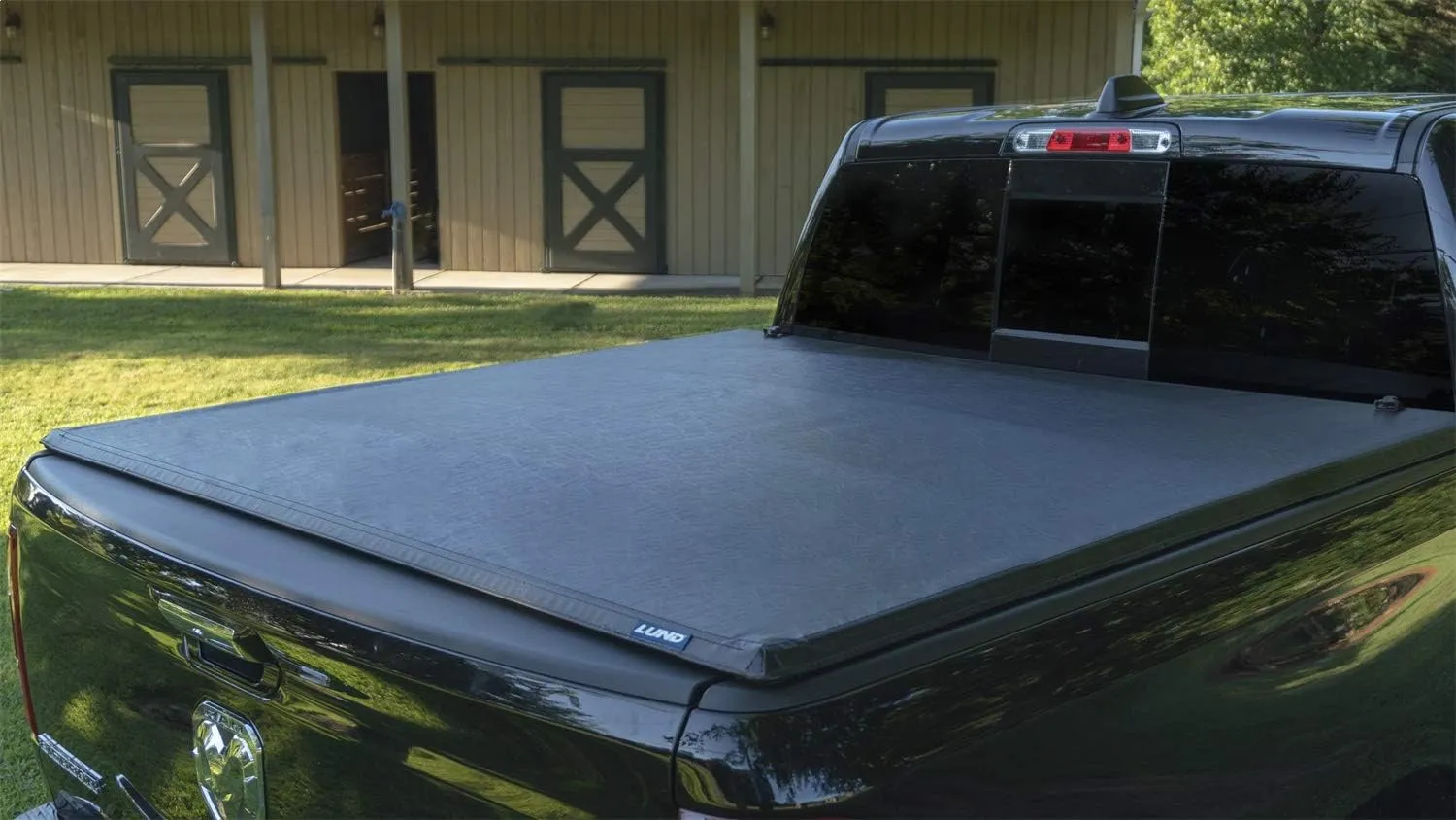 Lund Genesis Tri-Fold Soft Folding Truck Bed Tonneau Cover | 95072 | Fits 2009 - 2014 Ford F-150 5' 7" Bed (67")