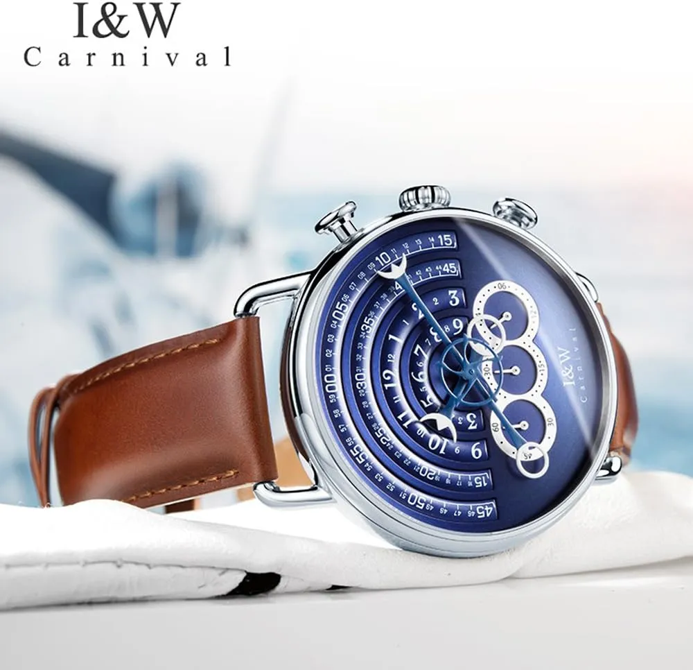 Luxury Men's Big Dial Chronograph Sapphire Glass Waterproof Quartz Black Leather Gold Watches