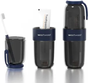 Luxury Transparent Black Plastic Travel Toothbrush Holder Case with Cover, Portable Travel Toothbrush Cup, Storage Container for School Camping Business Trip Bathroom