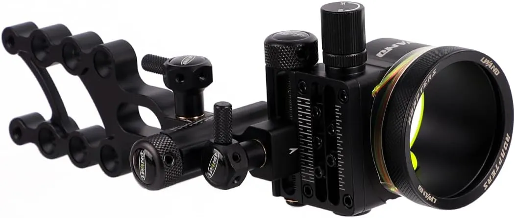 LWANO M2 Cpmpound Bow Sight - 5 Pin Archery Sight Short/Long Bar, Tool Less Windage & Elevation Adjustability, with 2X Magnification Sight Lens Kit