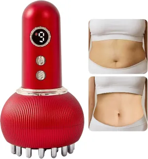 Lymphatic Drainage Massager & Anti Cellulite Massage Tool, Helps Reduce Stretch Marks & Cellulite, for Legs, Arms & Belly, Body Sculpting Machine with Microcurrent, Light, Heat & Vibration,Red