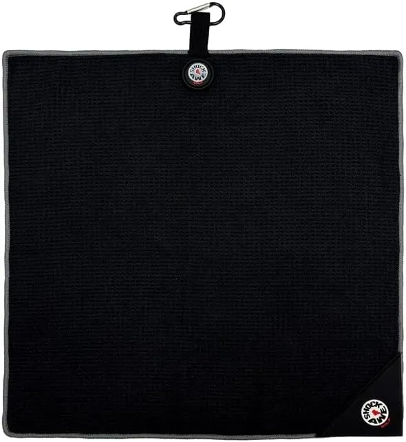 Magnetic 4-in-1 Multi Tool Golf Towel - Magnetic Towel - Silicone Brush - Groove Cleaner - Bag Clip - Microfiber Waffle Design - Men's and Women's Golf - Golf Gifts